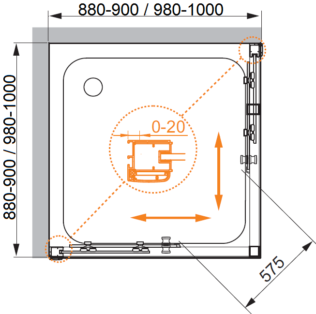 Душевой уголок CEZARES ANIMA-W-A-2-90-P-Cr - Вид №4