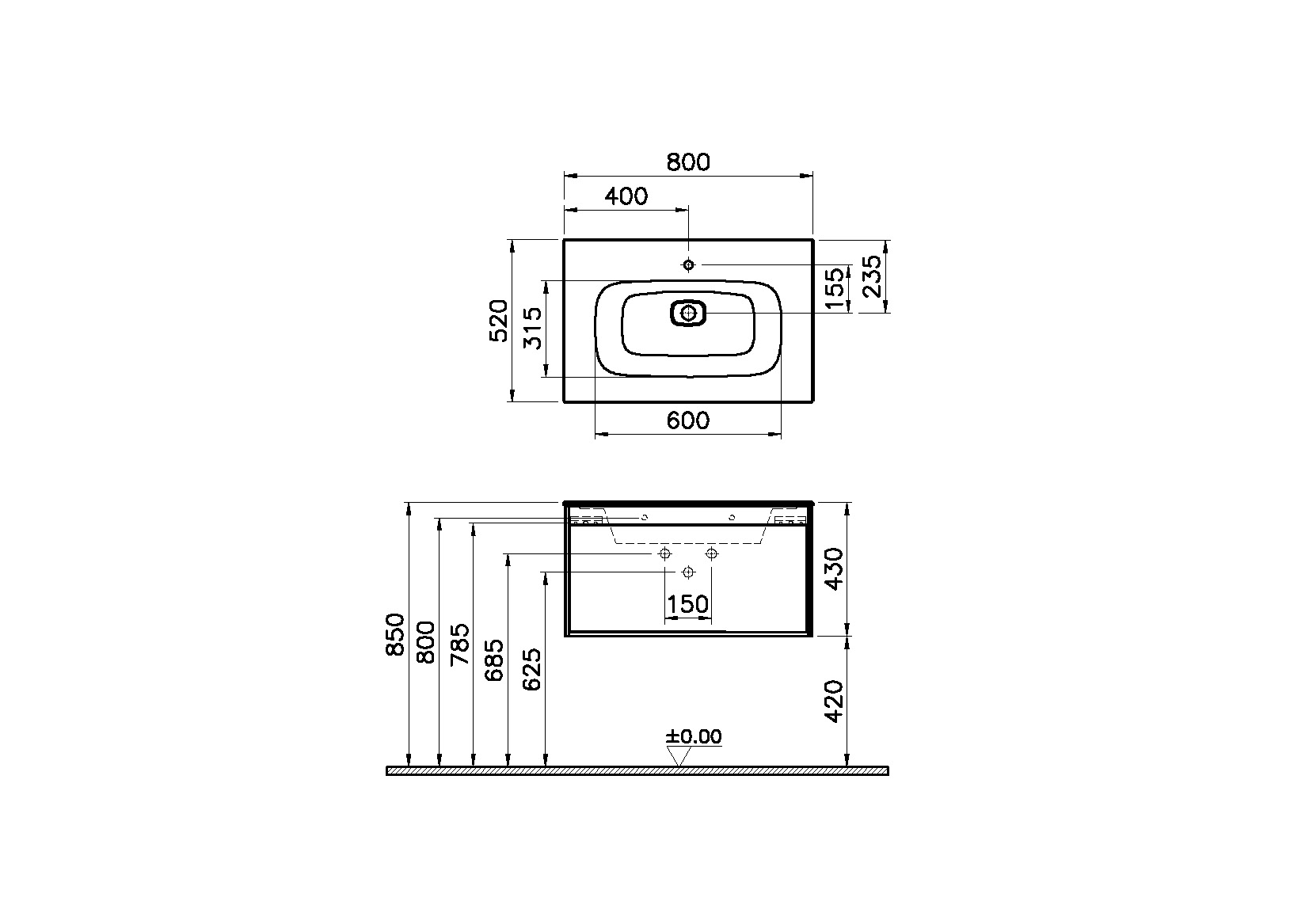 58194 Раковина Vitraglobal Metropole - Вид №1