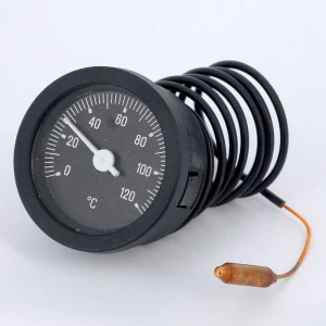 Термометр биметаллический дистанционный 52мм с капилярной трубкой 1000мм EMMETI 80 град.C