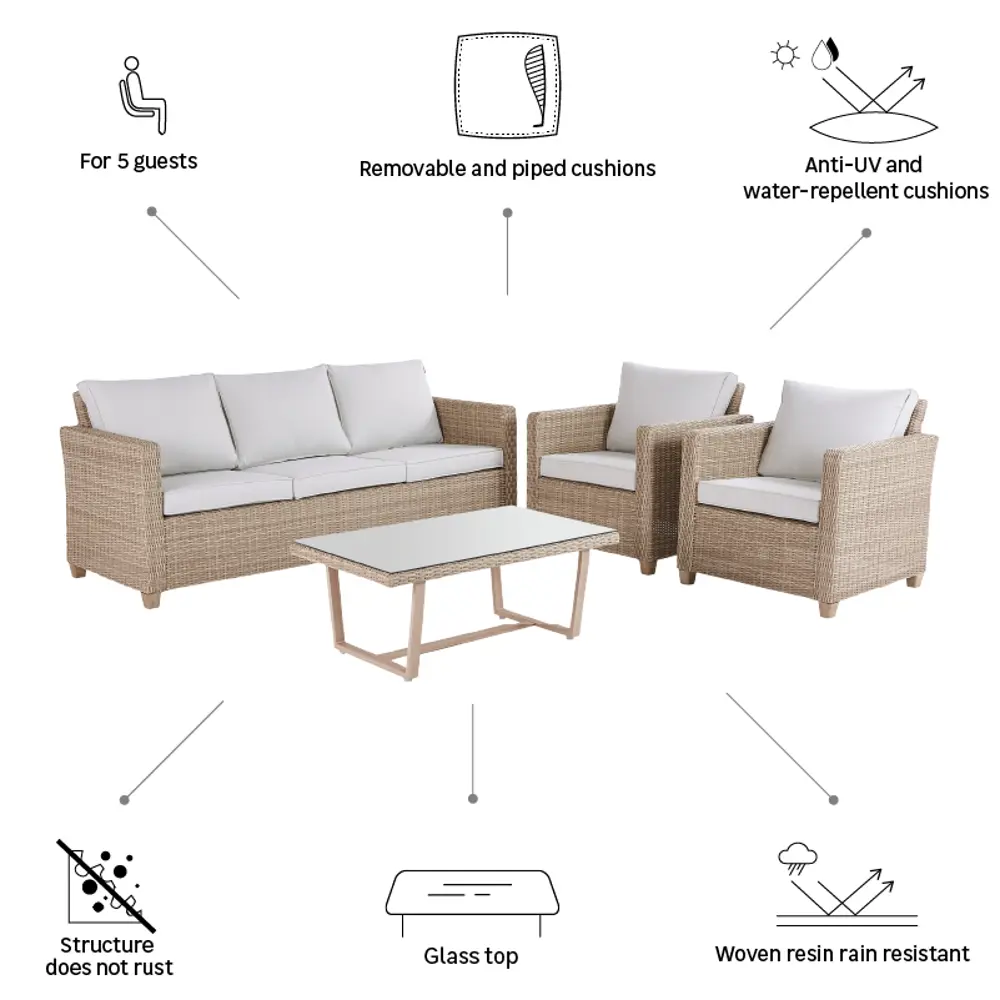 Набор садовой мебели Naterial Medena полиротанг цвет бежевый STLM-2075461 - Вид №13