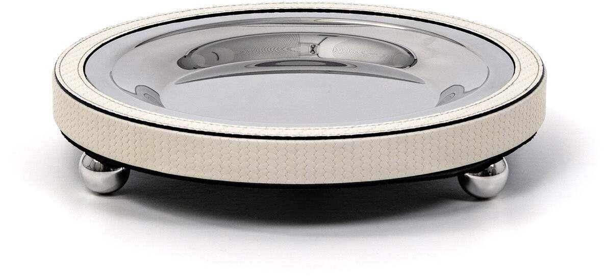 Подставка для фруктов Zoe - Ø 27XH9 см / зернистая кожа_белый