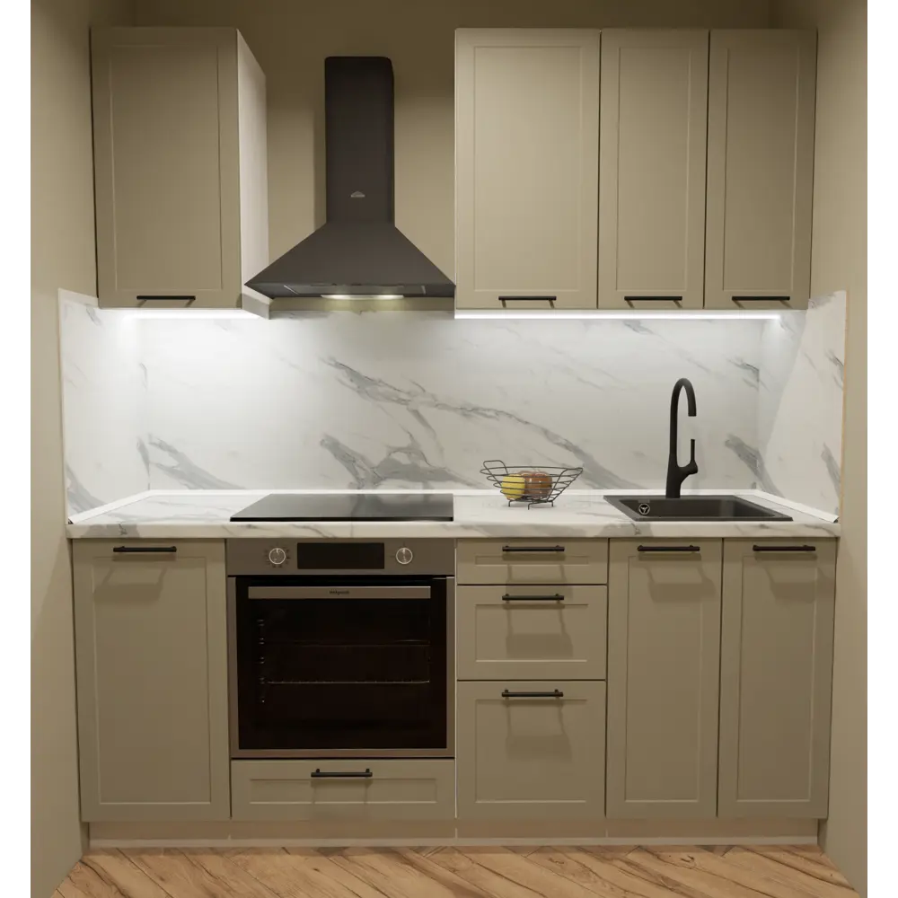 Кухонный гарнитур 200x60 см Ньюпорт БШВ цвет топо KONSENSA STLM-2173137