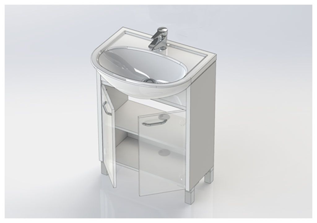 Тумба с раковиной Aquanet Донна 60 светлый дуб (2 дверцы) 0016892900168863 - Вид №3