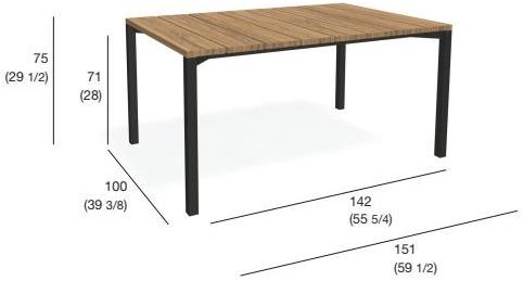RODA Прямоугольный садовый стол из стали и дерева Light pier sun-id-1500781 - Вид №4