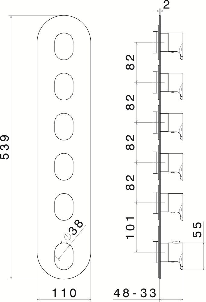 newform Термостатический смеситель для душа с тарелкой Termostatici multiutenza 5 uscite 67635e - Вид №1