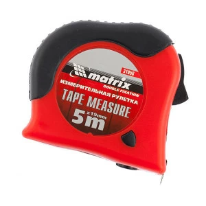 Рулетка Double fixation 5мх19мм обрезиненный корпус, двойная плавная фиксация