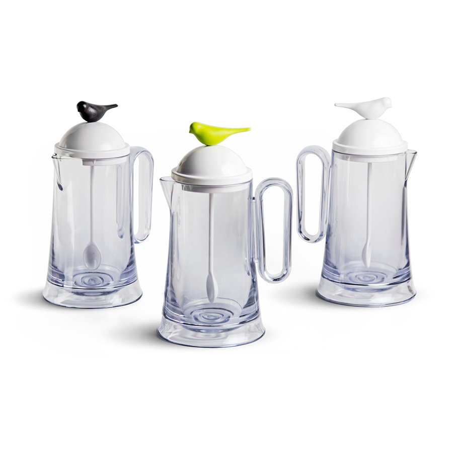 QL10301-WH-BK Кувшин sparrow с ложкой, белый с черным Qualy  - Вид №2