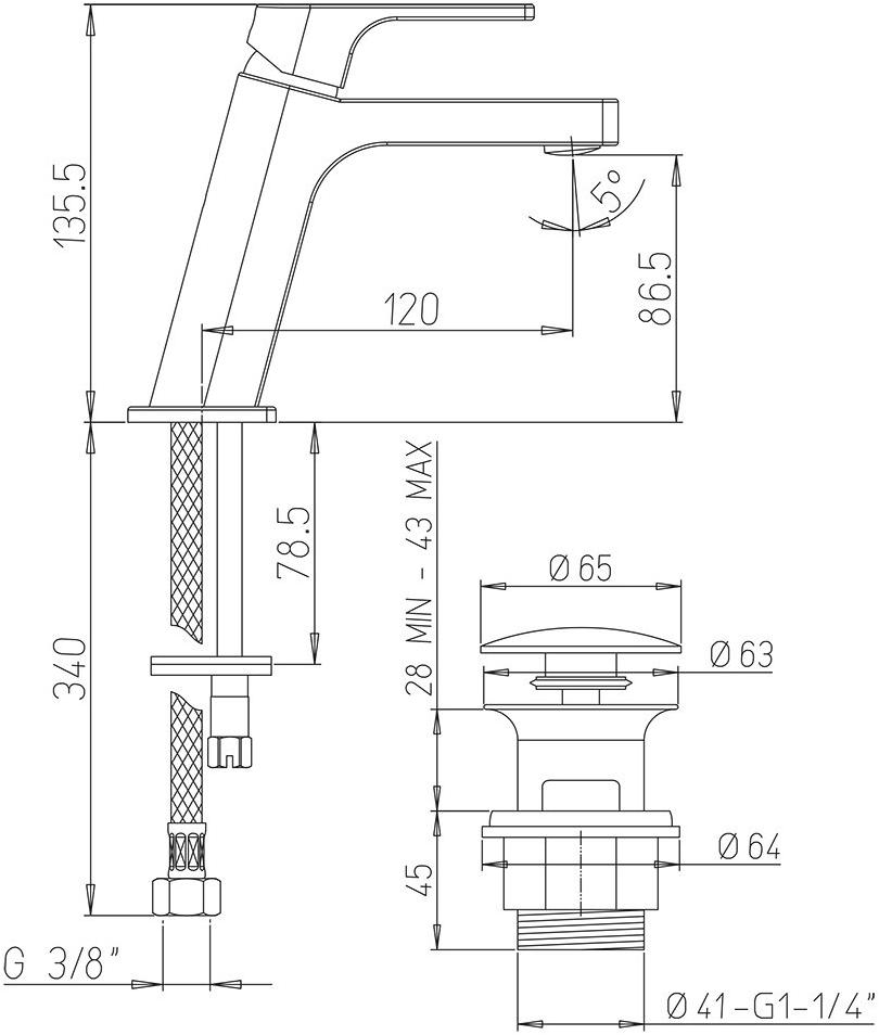 Paini Atacama WWCR211ESRKM смеситель для раковины с донным клапаном  - Вид №4