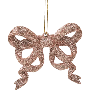 87036488 Елочная игрушка Бант блестящий 8x9 цвет розовый STLM-1363923