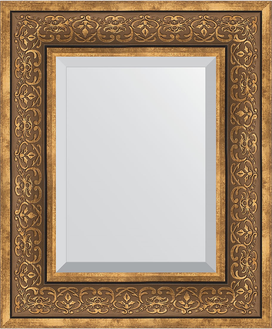 BY 3370 Зеркало с фацетом в багетной раме - вензель бронзовый 101 mm EVOFORM Exclusive
