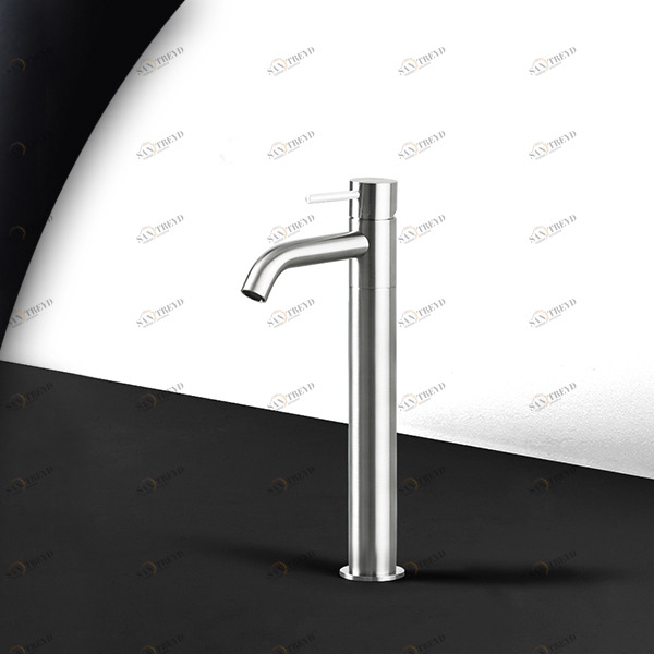 Смеситель для раковины сталь матовая с белой ручкой Toki Radomonte TKS3SCIL11