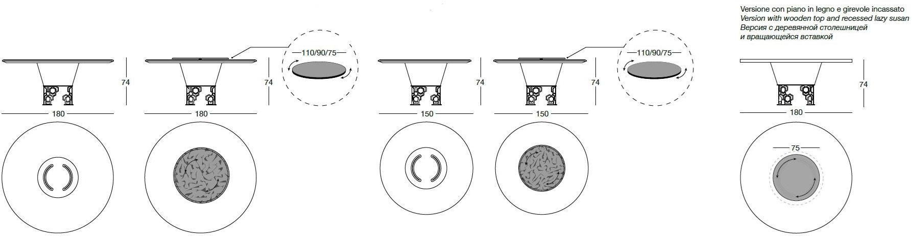Longhi Круглый деревянный стол Loveluxe 2014 – royal collection T 140 - Вид №5