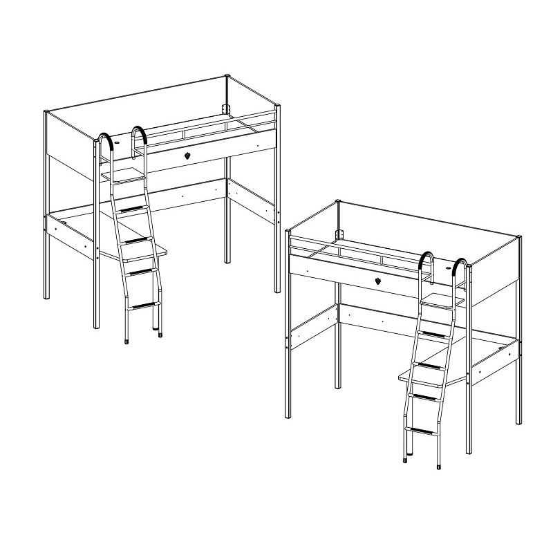 Кровать-чердак с рабочей зоной 90х190 см черная Black CILEK BLACK 00-3832353 Черный Santreyd - Вид №4