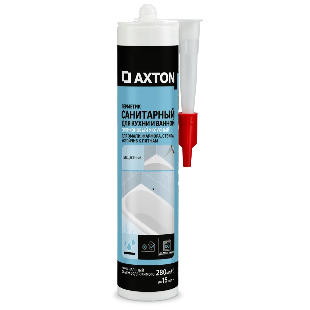 Силиконовый герметик Axton для ванной и кухни - прозрачный 280 мл 85272193 STLM-0060698
