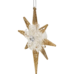 87036504 Елочная игрушка Звезда 15.5x12.5 цвет желтый STLM-1438723