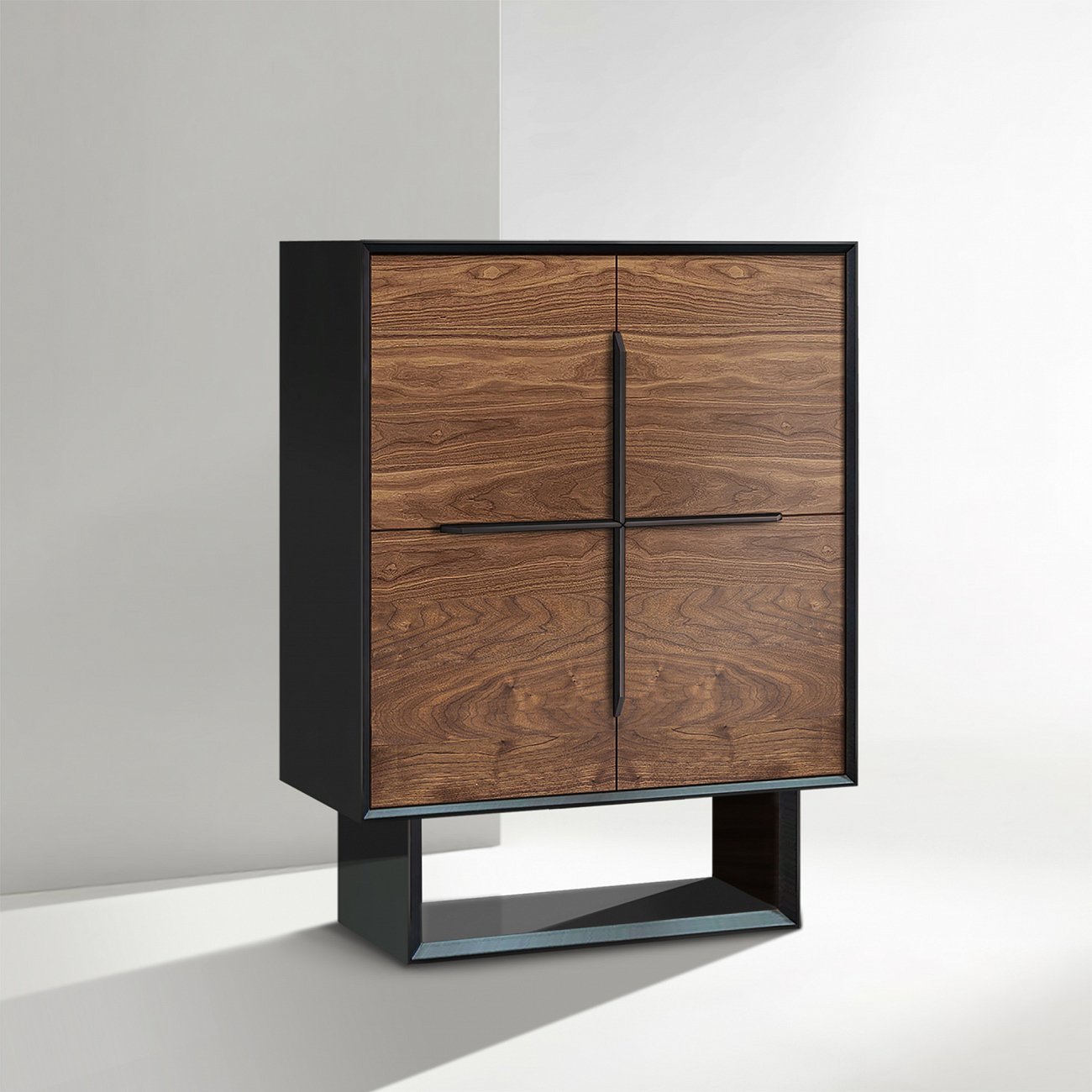 Барный шкаф с 2 дверцами американский орех Garon ACWD GARON 00-3981966 Коричневый;черный  - Вид №1