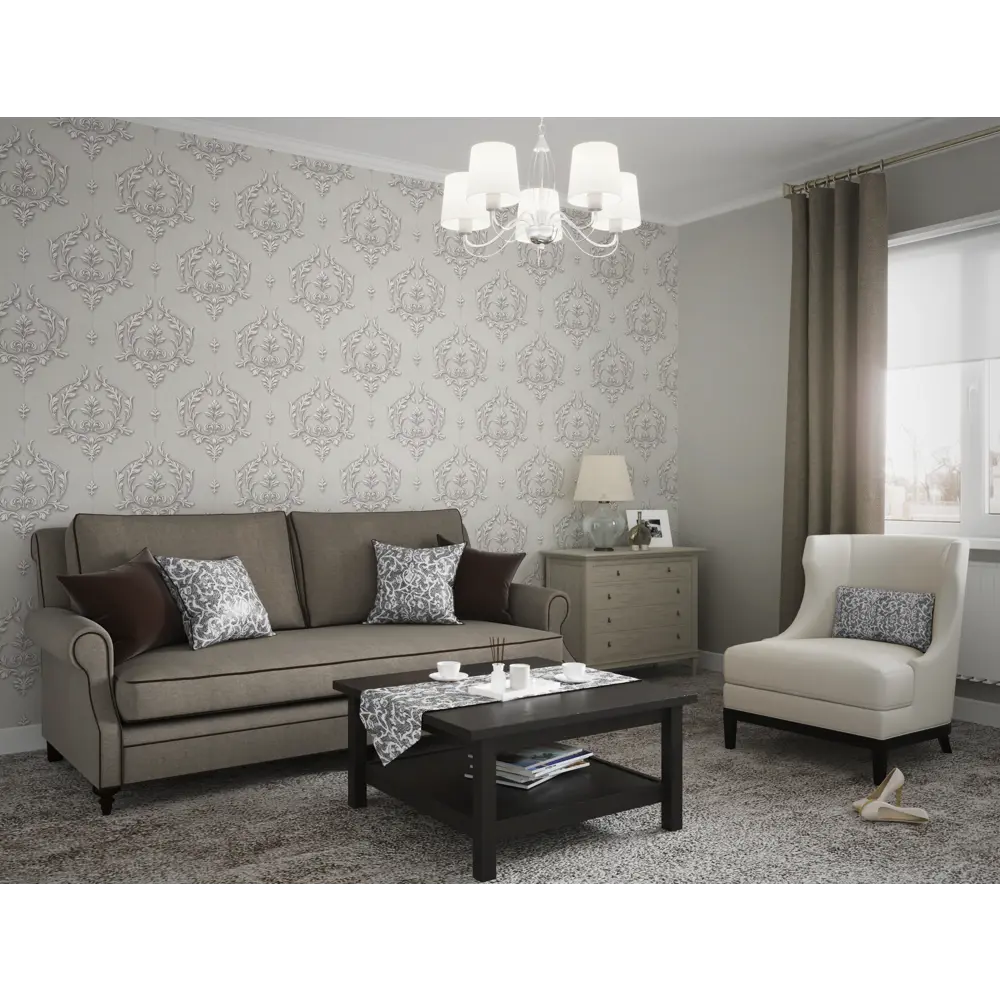 Обои флизелиновые Vog Collection Турецкий дамаск серые 1.06 м VV71061-14 STLM-2105292 - Вид №3