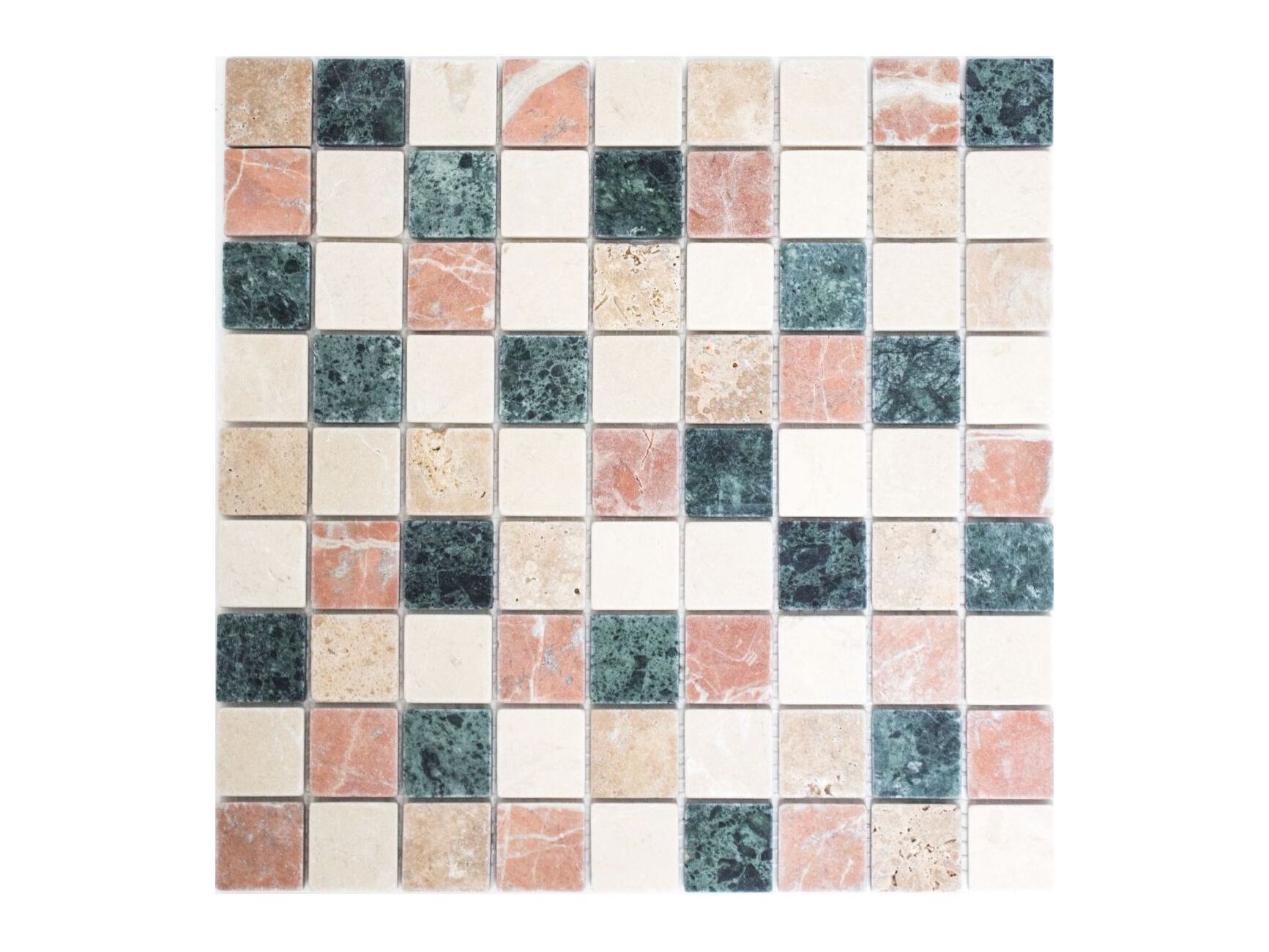 Мраморная мозаика Боттичино, травертин, Красная Верона и зеленые Альпы Mosaix ARCH-00048205