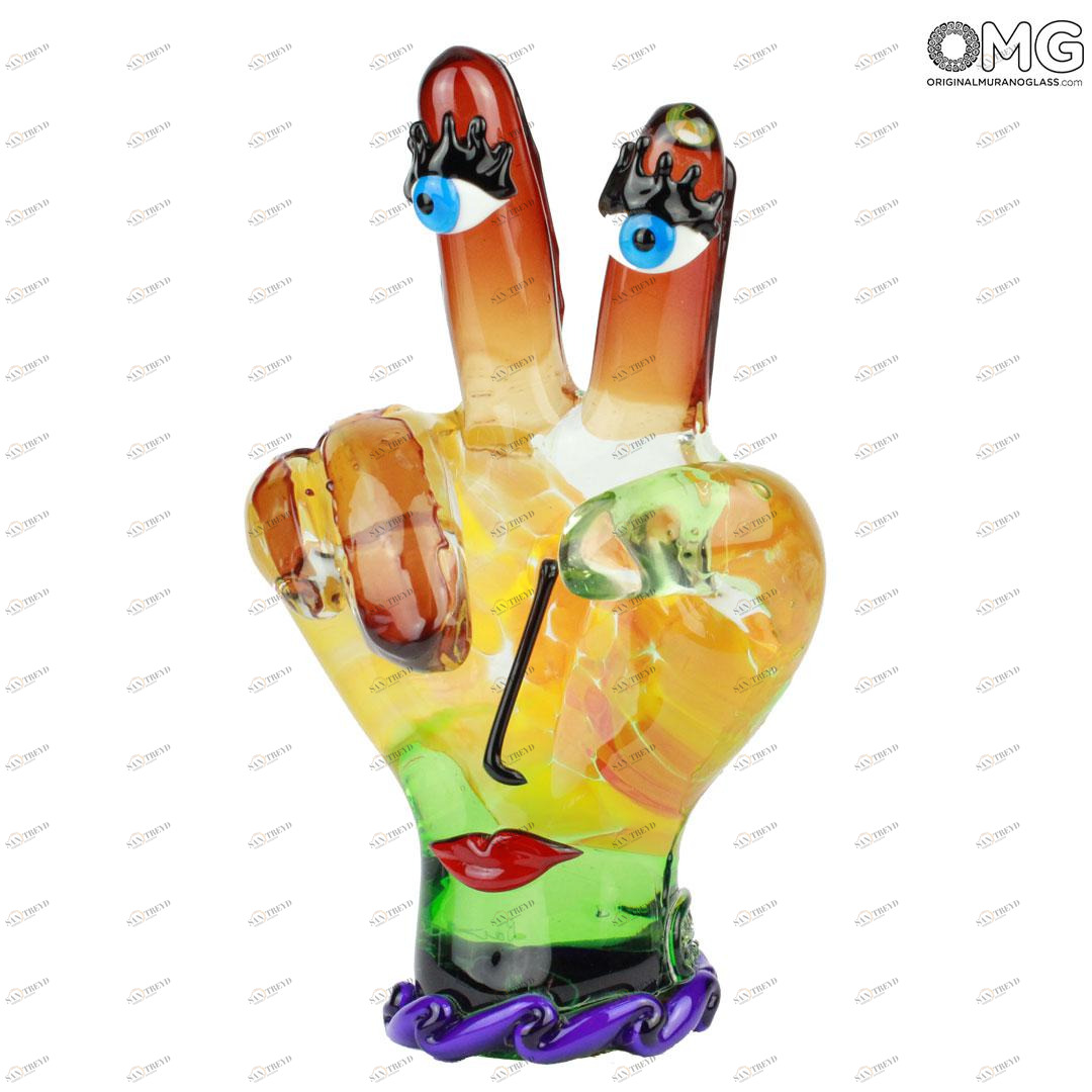 1808 ORIGINALMURANOGLASS Скульптура Жест-победа - Pop Art - муранское стекло 11 см 