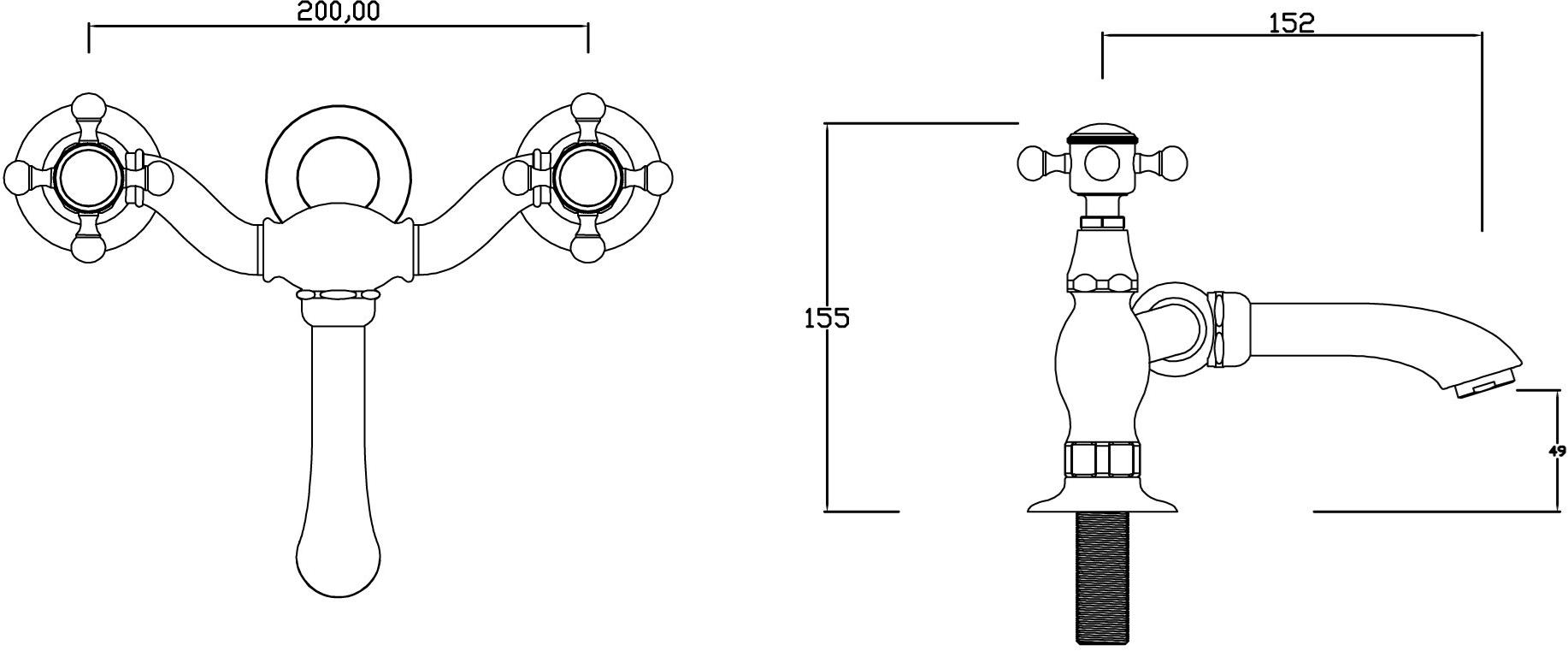 BLEU PROVENCE Смеситель для раковины на 2 отверстия из латуни Rubinetti per lavabo Rl1013 - Вид №3