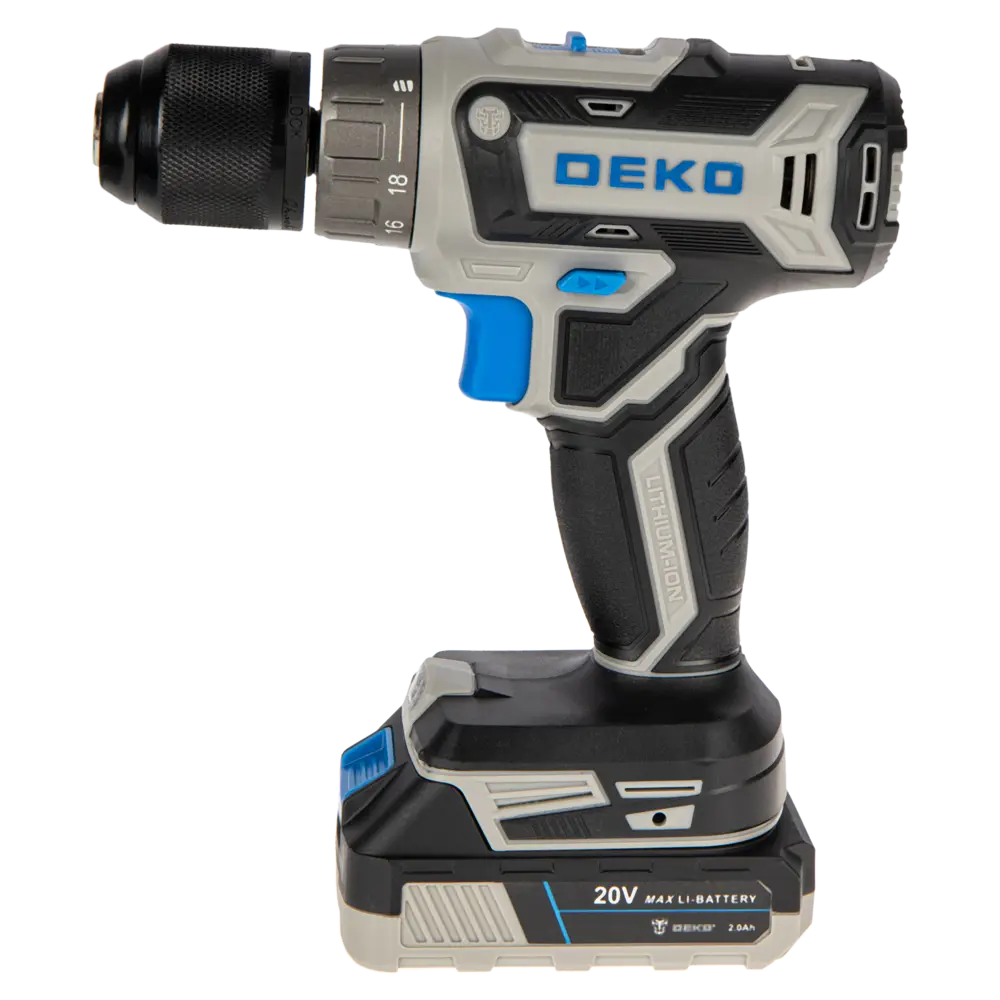 Аккумуляторная дрель-шуруповерт DEKO ZKCD20V с двумя батареями в кейсе 89372020 STLM-1468278 - Вид №1
