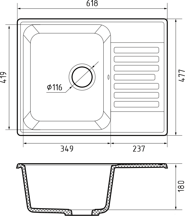 Кухонная мойка Кварц QUARZ S457 GranFest 13-S457 - Вид №1