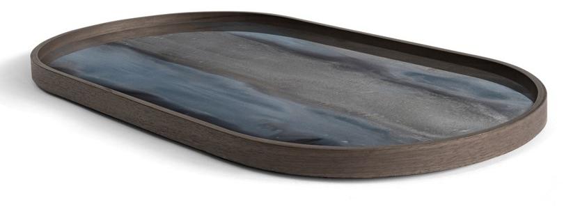 Ethnicraft Овальный поднос из дерева и стекла Linear flow 20917 - Вид №1