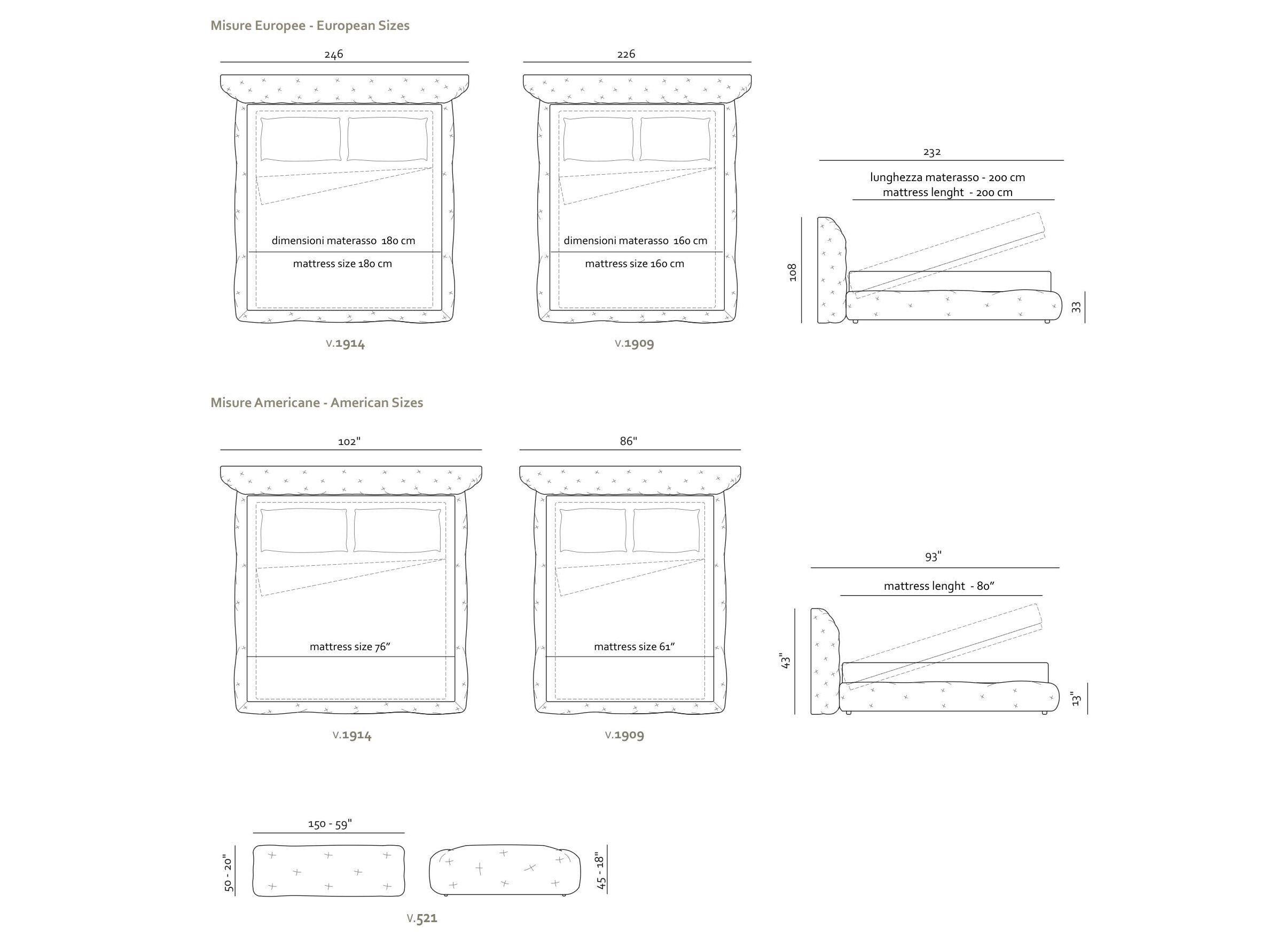 Двуспальная кровать с тканевой обивкой и спинным изголовьем Max Divani Globo ARCH-00150643 - Вид №6