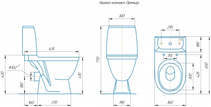 Премьер, Унитаз-компакт Компакт унитаз с бачком Белый ROSA ПРЕМЬЕР Россия - Вид №1