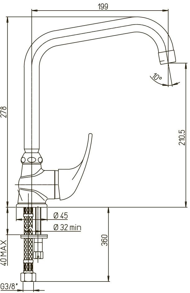 Paini Jolly 69CR594ZKM смеситель для кухни - Вид №2
