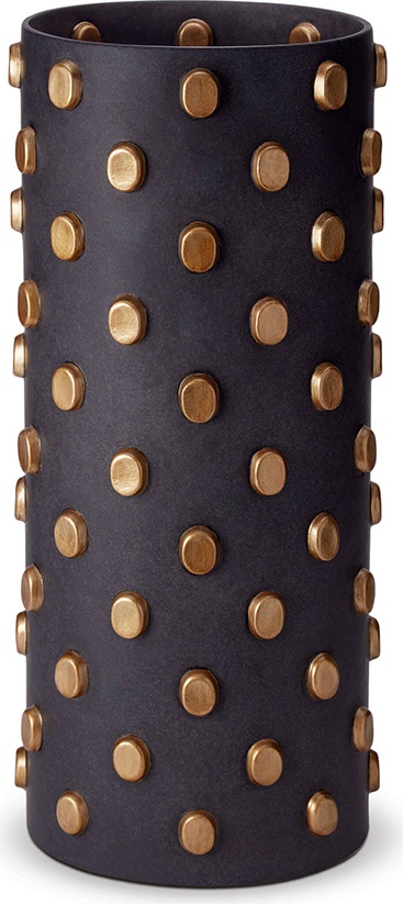 10614116 L’Objet Ваза 50см "Тео" (черная с позолотой) Керамика 