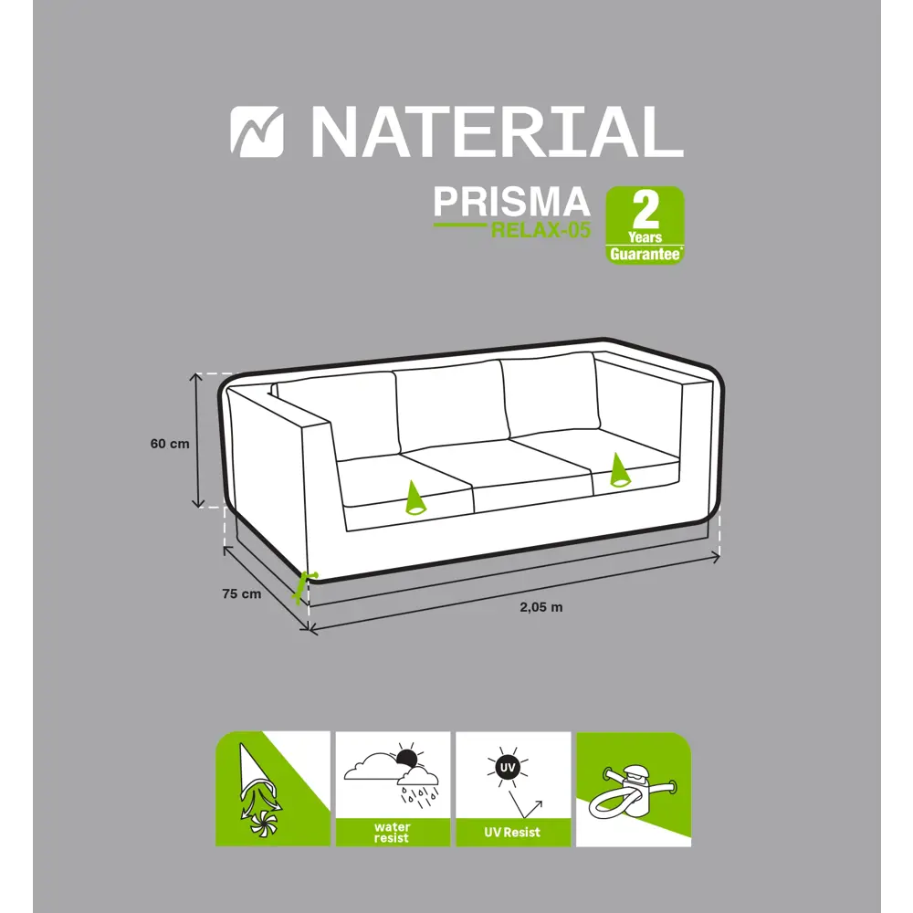 Защитный чехол для дивана Naterial 75x60x205 см полиэстер светло-серый 84463542 STLM-2168281  - Вид №7