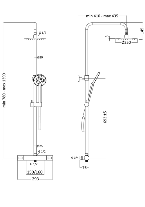 1381822 Крыша Душ Mix Slim Round 150Cc Черный Мат С ... Hafa  Черный  - Вид №2