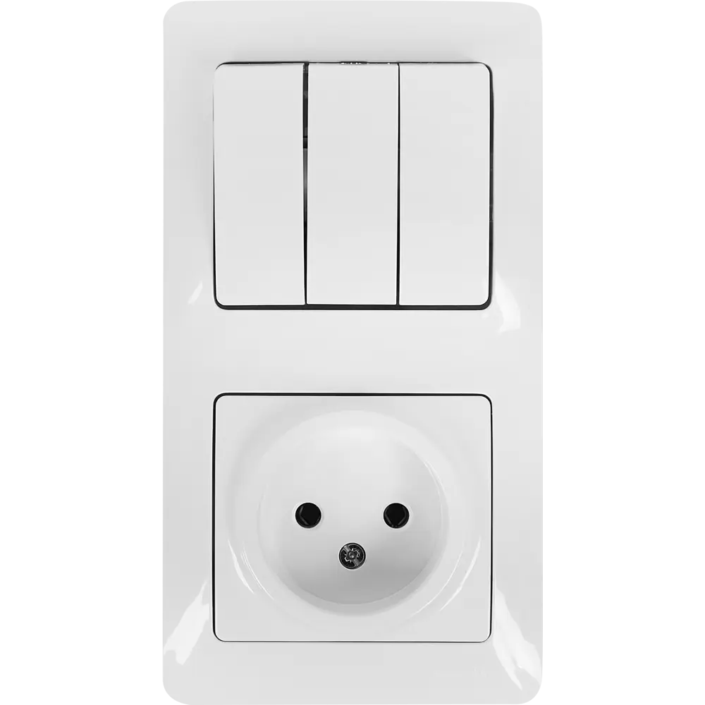 Schneider Electric Glossa — комбинированная розетка с трехклавишным выключателем 86710710 STLM-0070899