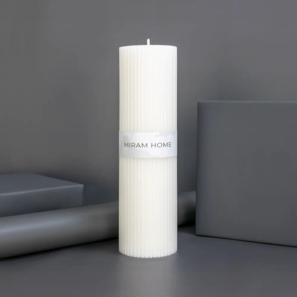 Дизайнерская свеча-столбик Ribbed белая 20 см 89370279 Santreyd STLM-0813111