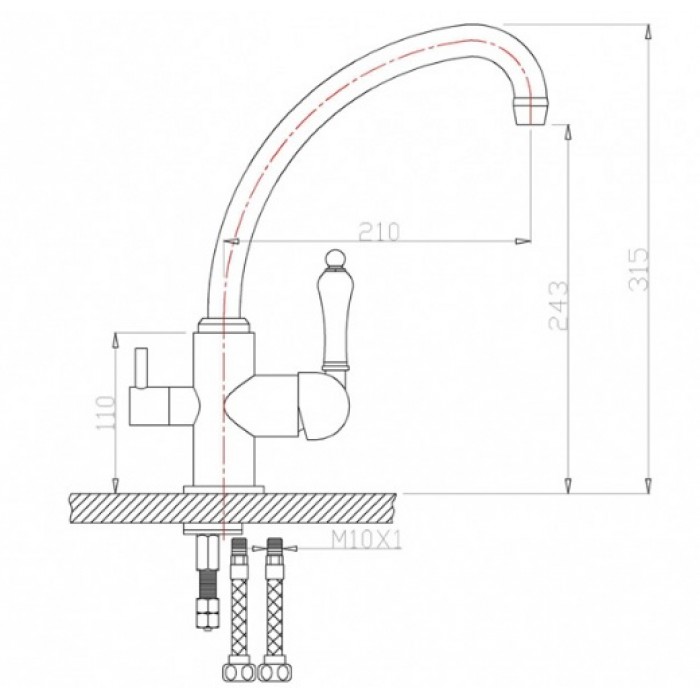 Zorg ZR 316 YF-33 Br Смеситель для кухни Zorg 315х210 мм  - Вид №2
