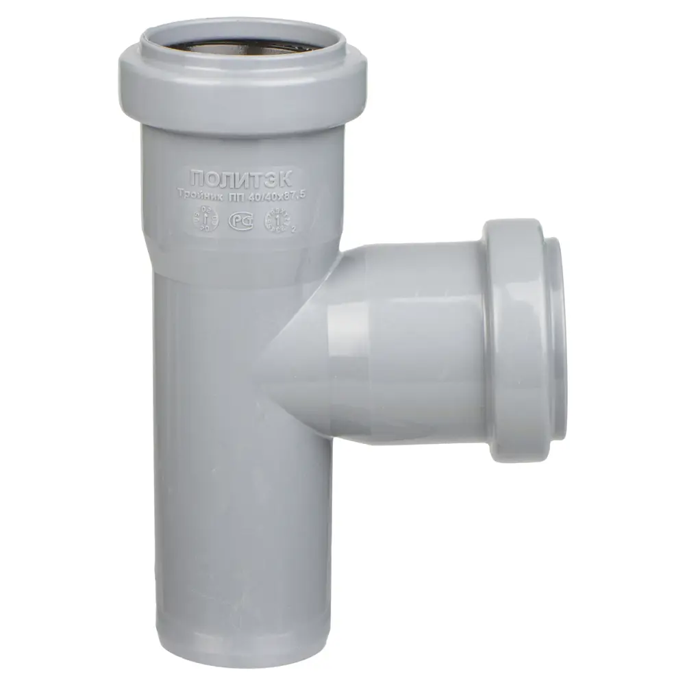 Тройник канализационный ПОЛИТЭК 40x40x40/87° для бесшумных систем 11011880 STLM-0001056 - Вид №1