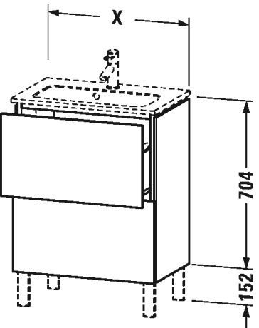 LC667301111 Тумбочка напольная компакт L-Cube #LC6673 620 x 391 мм Кашемировый дуб Duravit - Вид №1