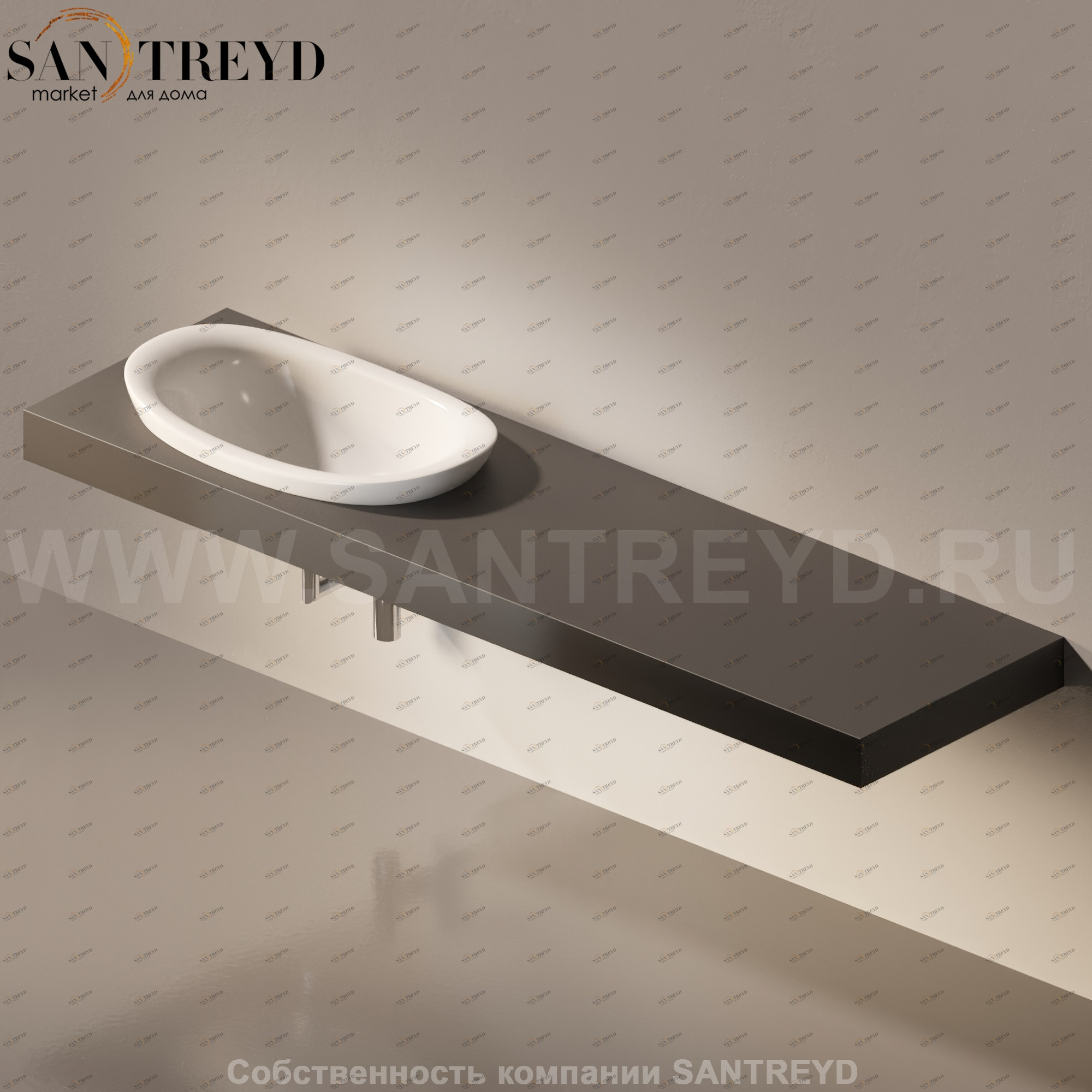 Flaminia IO e SI Столешница с отверстием под раковину от 100 до 250 см черная IO75M4.7006 Ceramica Flaminia IO75M47006