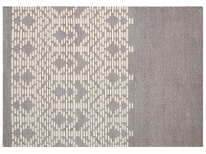 Прямоугольный ковер ручной работы из шерсти с геометрическим рисунком