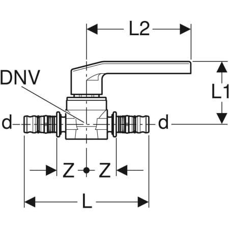616.061.00.2 Шаровой кран Geberit Mepla с рукояткой Geberit  - Вид №2