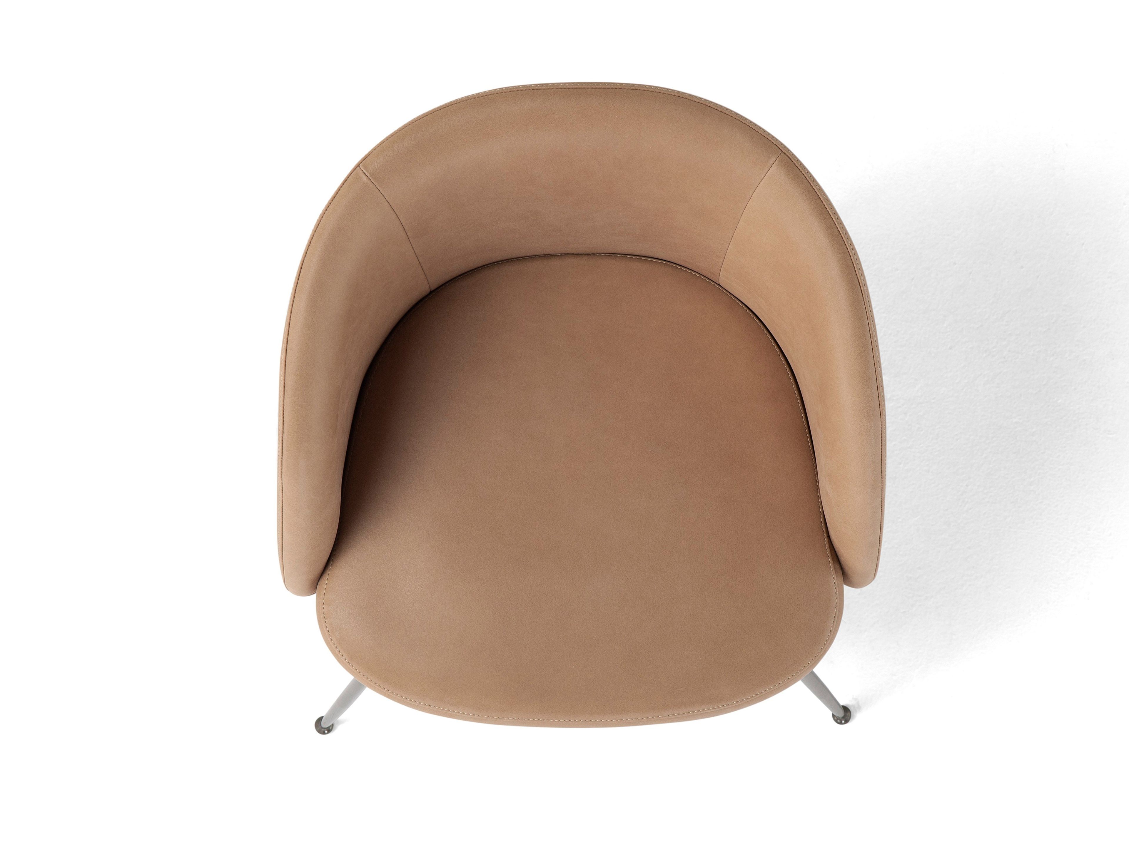 Стул с подлокотниками из ткани или кожи и металлическим основанием Amura Monnalisa ARCH-00122481 - Вид №2