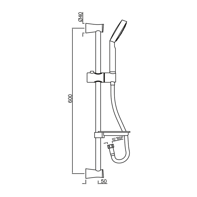 SHA-CHR-1110EF Душевой гарнитур со штангой Jaquar Shower Santreyd - Вид №1