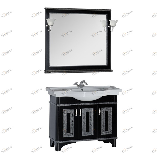 Комплект мебели Aquanet Валенса 100 черный краколет/серебро 00180455