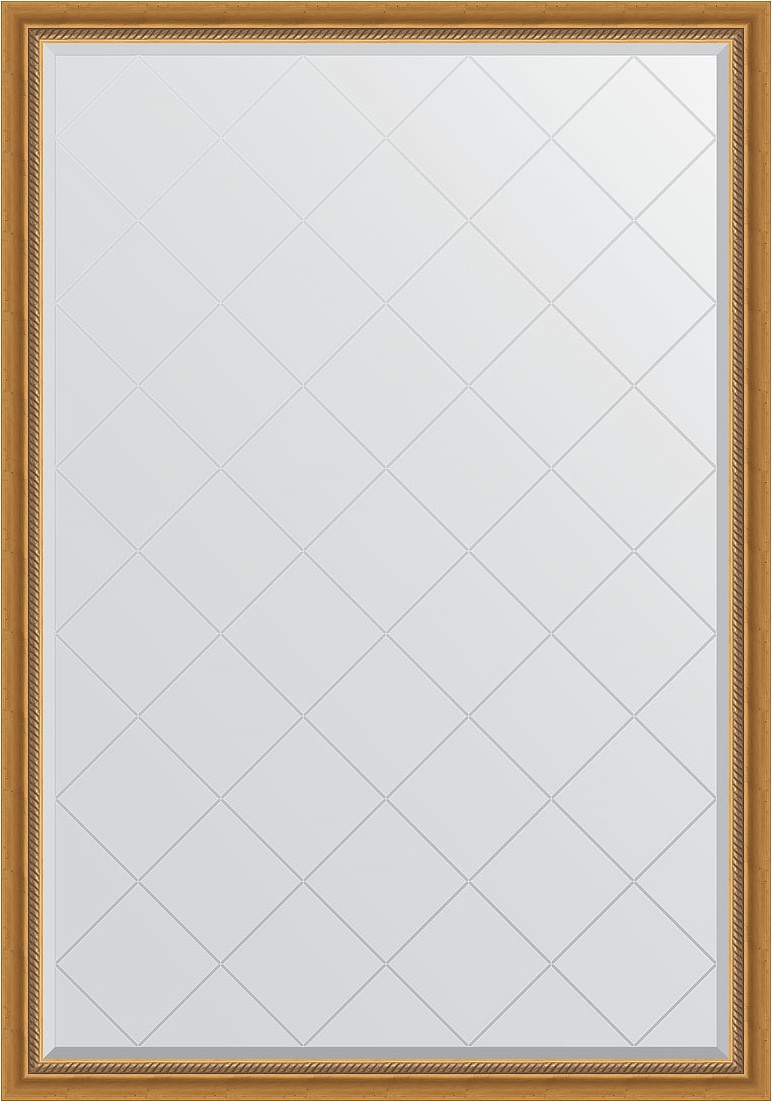 BY 4475 Зеркало с гравировкой в багетной раме - состаренное золото с плетением 70 mm EVOFORM Exclusive-G