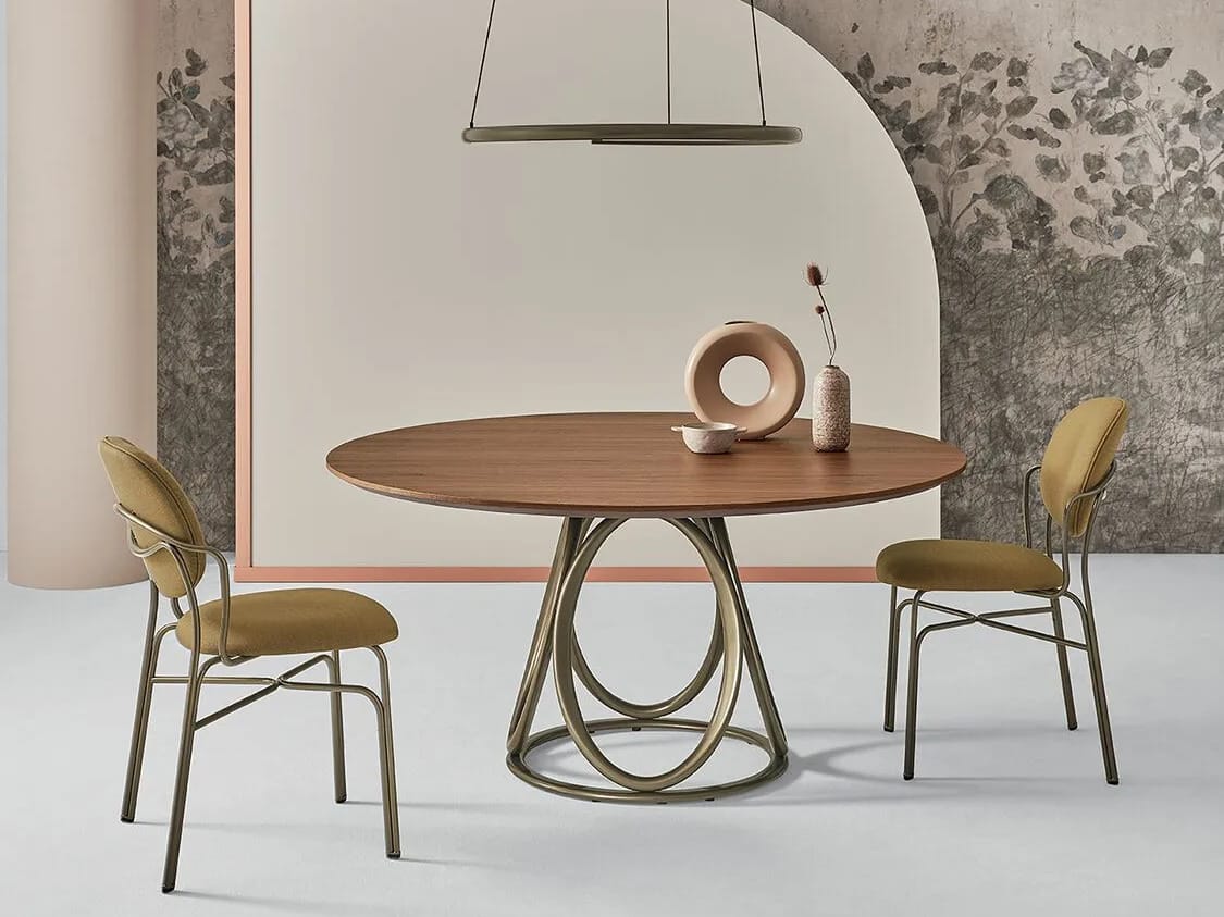 Круглый обеденный стол из нержавеющей стали и SuperMarmo Bontempi Casa LOUIS ARCH-00046545 - Вид №1