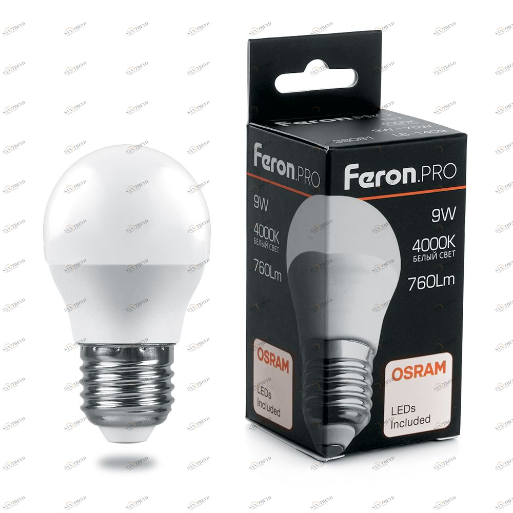 Лампа светодиодная Feron.PRO "Шарик" E27 6W 2700K OSRAM LED LB-1406 38068 FERON  00-3956744 Матовый 