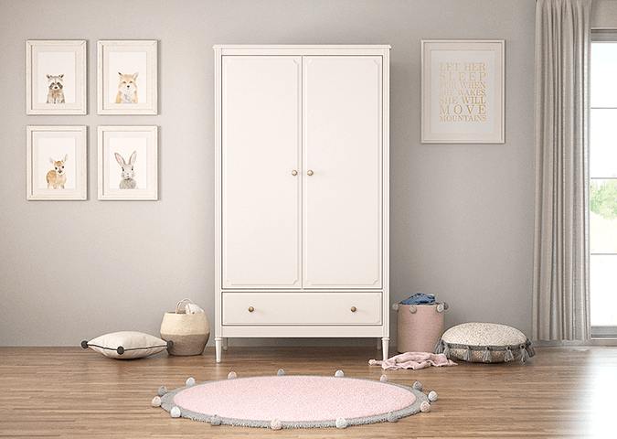 Шкаф распашной белый с 2 дверцами и ящиком Elit ELLIPSE ELLIPSE ELIT 00-3951341 Белый Santreyd  - Вид №4