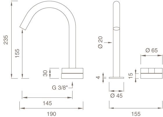 Ceadesign Смеситель для раковины на 2 отверстия Giotto plus Gio 69 - Вид №2