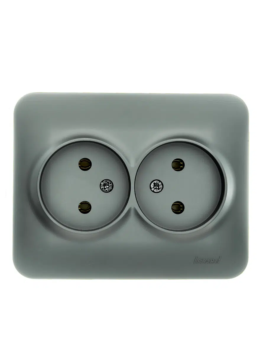 ASTI Розетка двойная б/з ПБТ платина LEZARD 7081-3500-128B